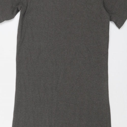 Brave Soul Womens Grey Cotton Bodycon Size M Mock Neck Pullover