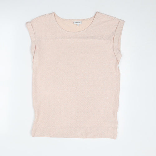 NEXT Womens Pink Polyester Basic Blouse Size 6 Round Neck