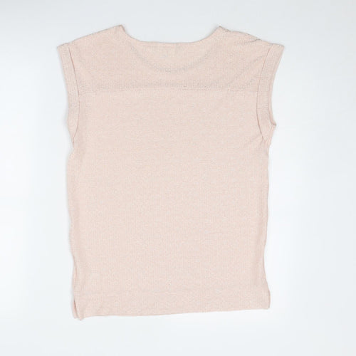 NEXT Womens Pink Polyester Basic Blouse Size 6 Round Neck