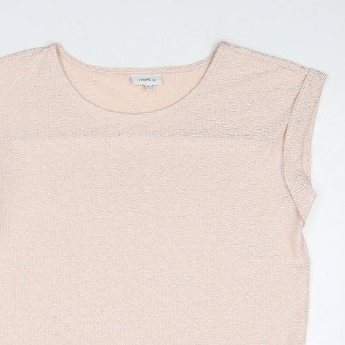 NEXT Womens Pink Polyester Basic Blouse Size 6 Round Neck