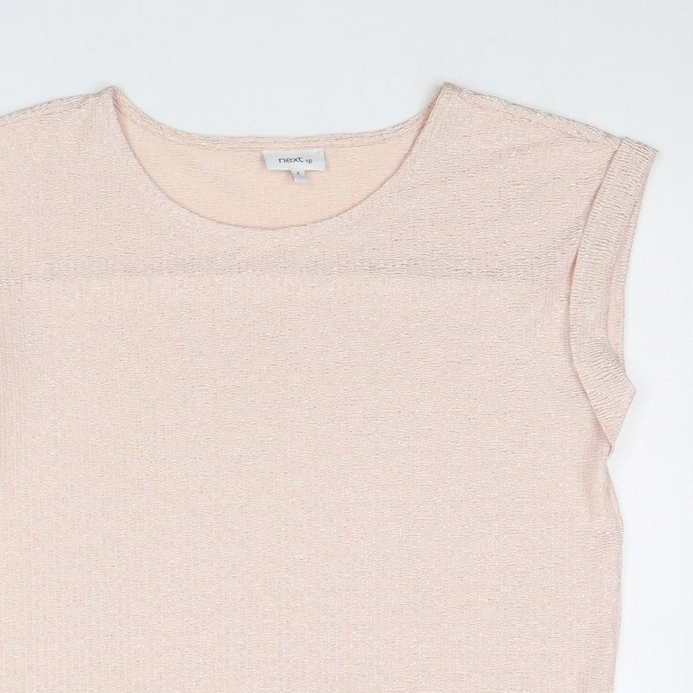 NEXT Womens Pink Polyester Basic Blouse Size 6 Round Neck