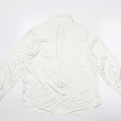 Marks and Spencer Womens Ivory Polyester Basic Button-Up Size 12 Collared