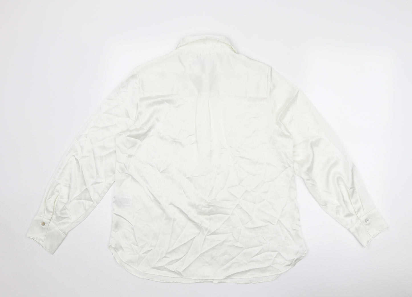 Marks and Spencer Womens Ivory Polyester Basic Button-Up Size 12 Collared