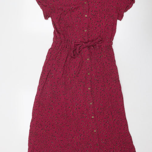 Fat Face Womens Purple Geometric Viscose Shirt Dress Size 10 Collared Button