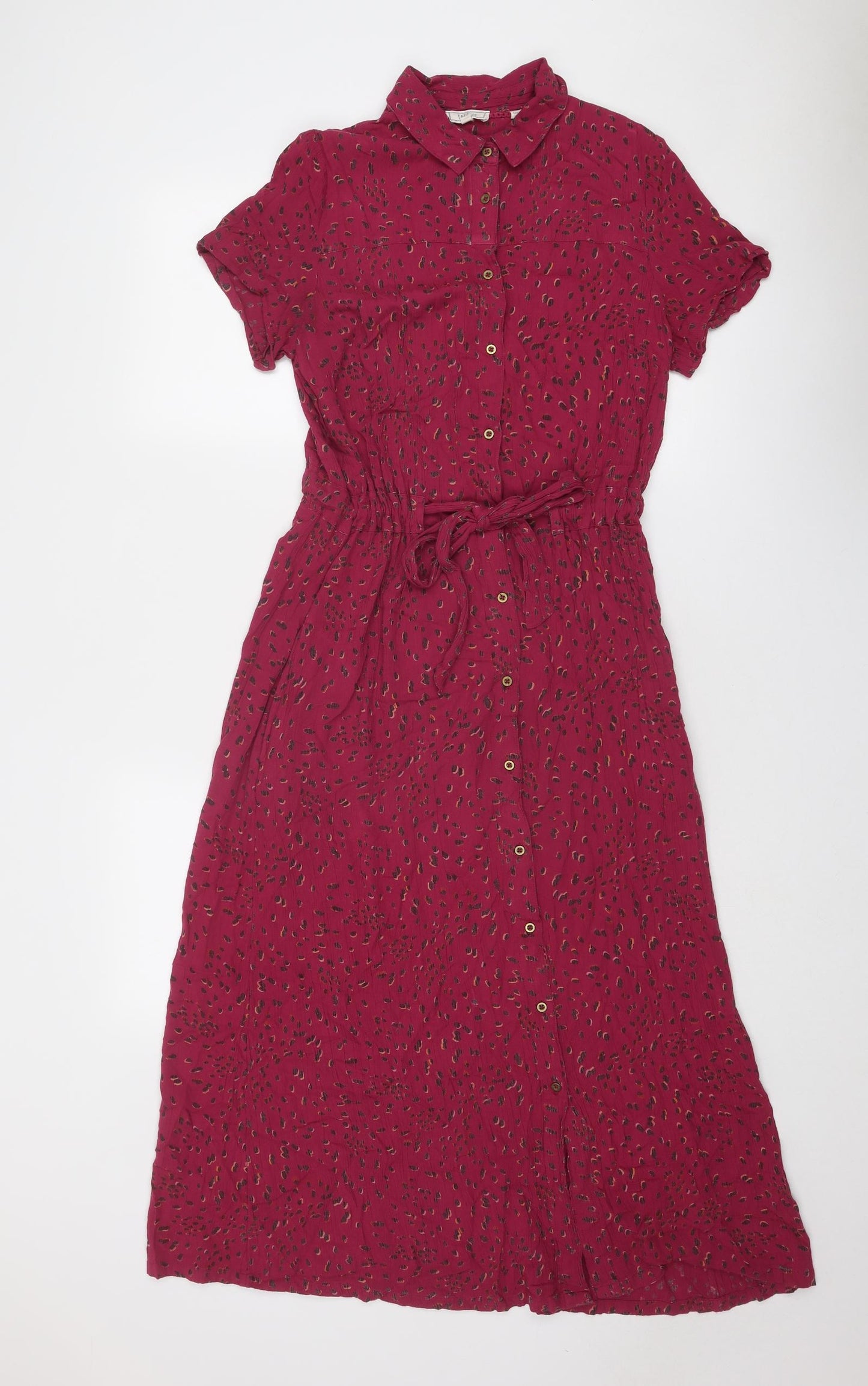 Fat Face Womens Purple Geometric Viscose Shirt Dress Size 10 Collared Button