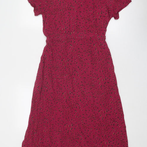 Fat Face Womens Purple Geometric Viscose Shirt Dress Size 10 Collared Button