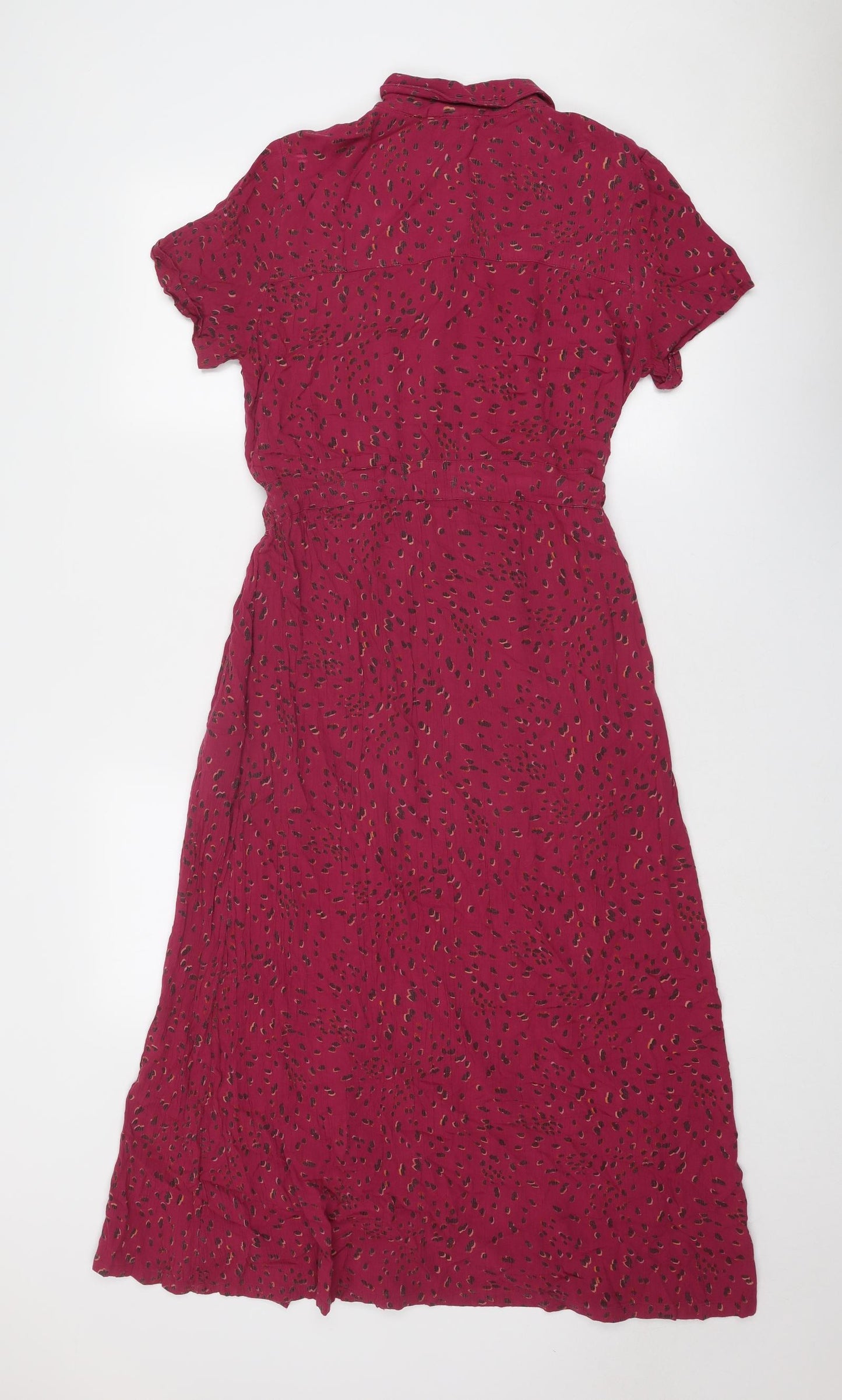 Fat Face Womens Purple Geometric Viscose Shirt Dress Size 10 Collared Button