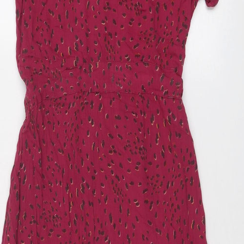 Fat Face Womens Purple Geometric Viscose Shirt Dress Size 10 Collared Button