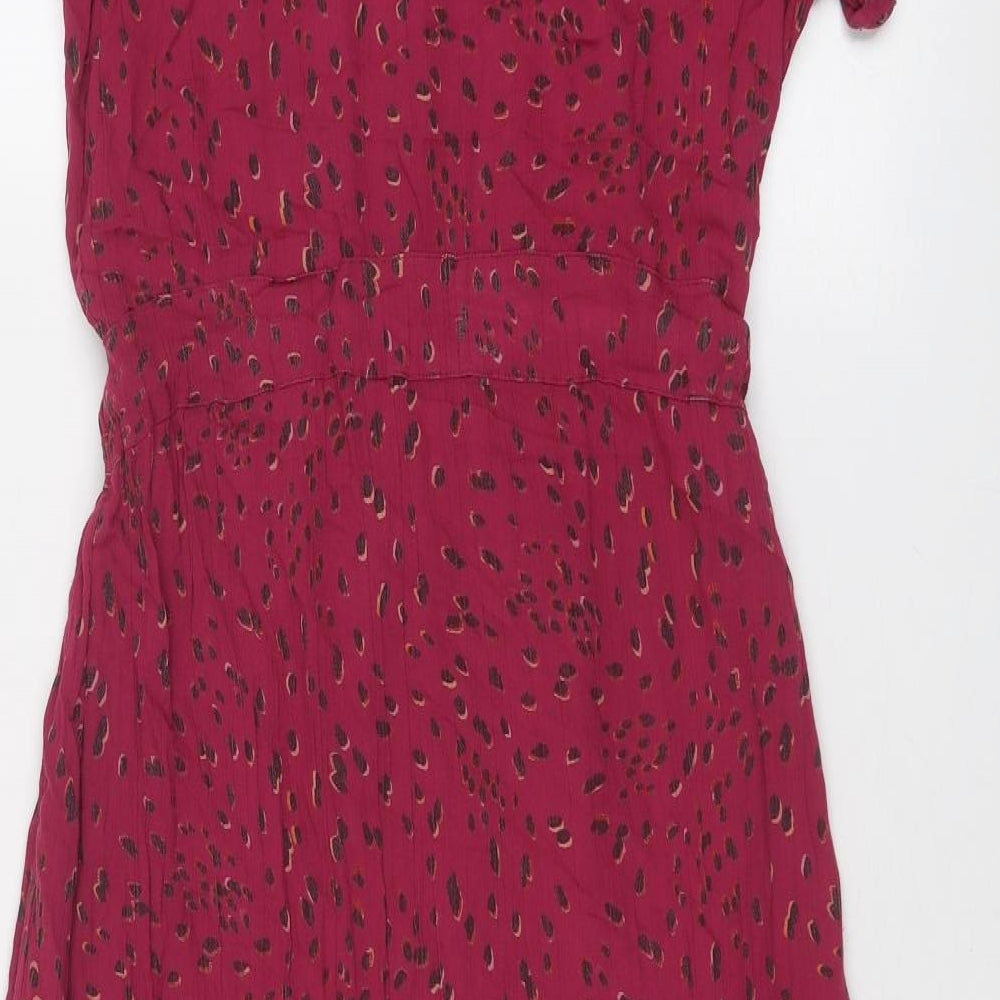 Fat Face Womens Purple Geometric Viscose Shirt Dress Size 10 Collared Button
