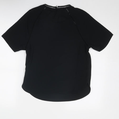 Marks and Spencer Womens Black Polyester Basic Blouse Size 8 Round Neck