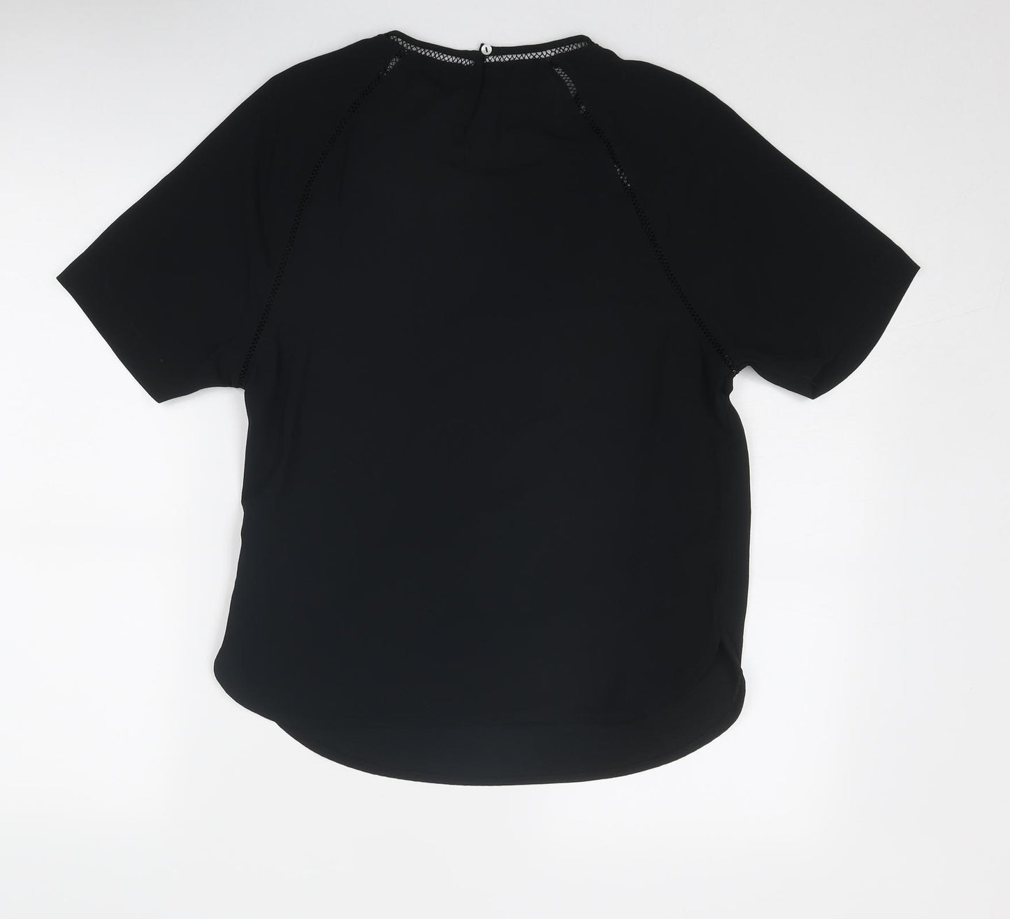 Marks and Spencer Womens Black Polyester Basic Blouse Size 8 Round Neck
