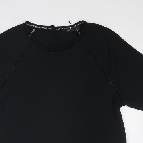 Marks and Spencer Womens Black Polyester Basic Blouse Size 8 Round Neck