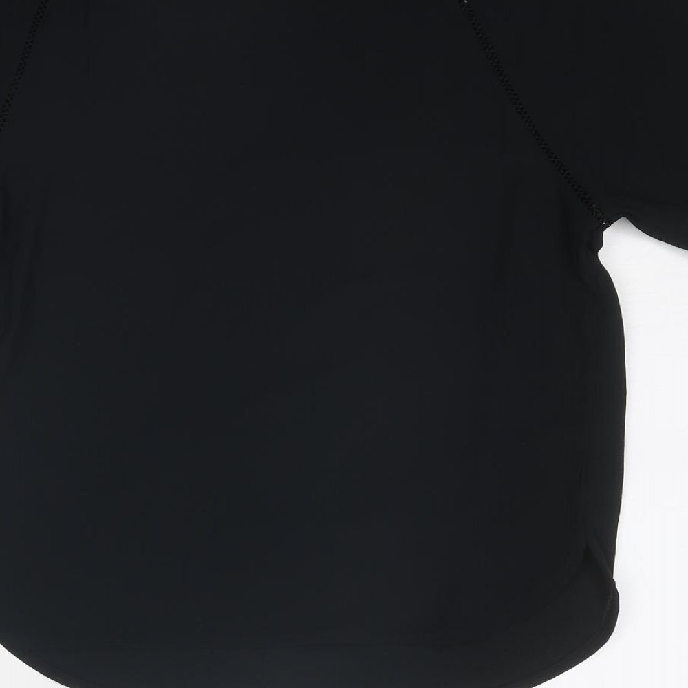 Marks and Spencer Womens Black Polyester Basic Blouse Size 8 Round Neck