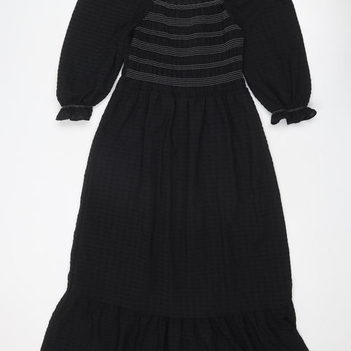 Marks and Spencer Womens Black Polyester A-Line Size 12 Round Neck Pullover