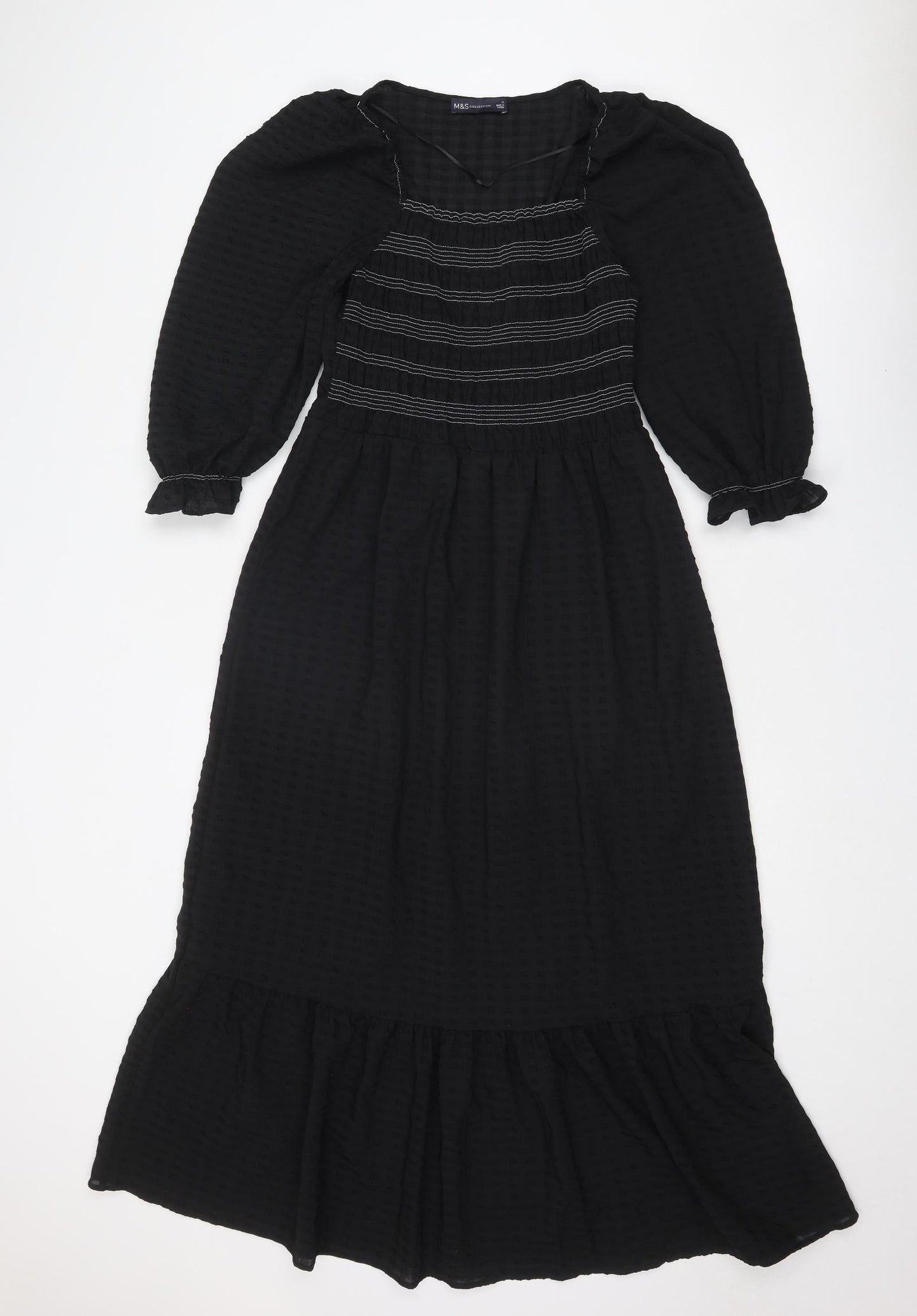 Marks and Spencer Womens Black Polyester A-Line Size 12 Round Neck Pullover