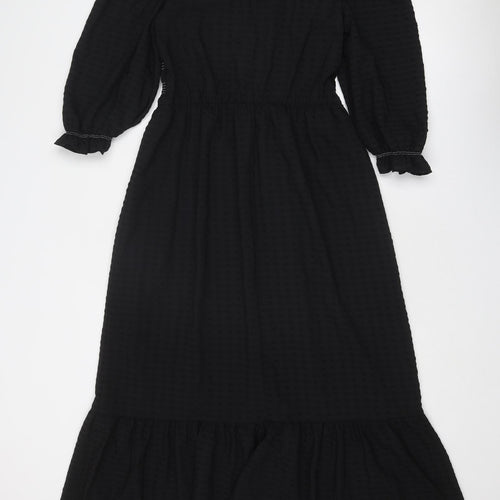 Marks and Spencer Womens Black Polyester A-Line Size 12 Round Neck Pullover