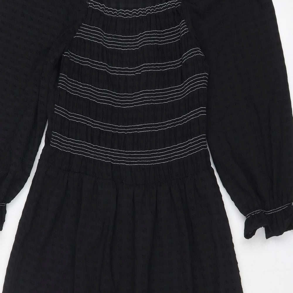 Marks and Spencer Womens Black Polyester A-Line Size 12 Round Neck Pullover