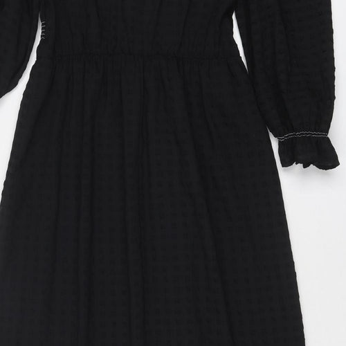 Marks and Spencer Womens Black Polyester A-Line Size 12 Round Neck Pullover