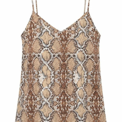 Marks and Spencer Womens Brown Animal Print Polyester Camisole Tank Size 8 V-Neck - Snake Skin Print