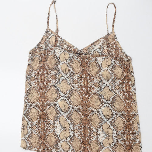 Marks and Spencer Womens Brown Animal Print Polyester Camisole Tank Size 8 V-Neck - Snake Skin Print