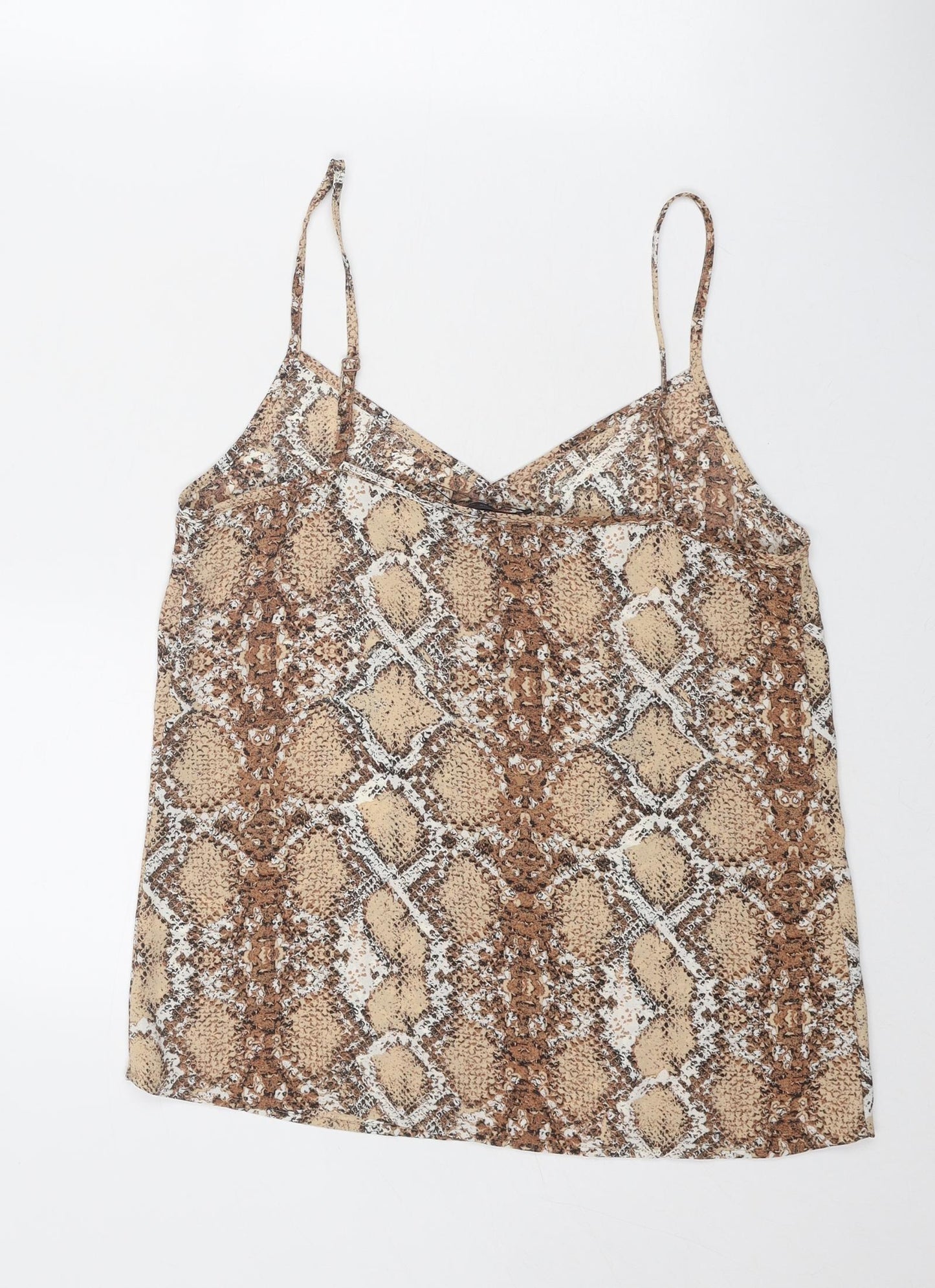 Marks and Spencer Womens Brown Animal Print Polyester Camisole Tank Size 8 V-Neck - Snake Skin Print