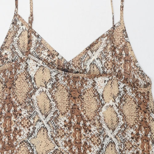 Marks and Spencer Womens Brown Animal Print Polyester Camisole Tank Size 8 V-Neck - Snake Skin Print