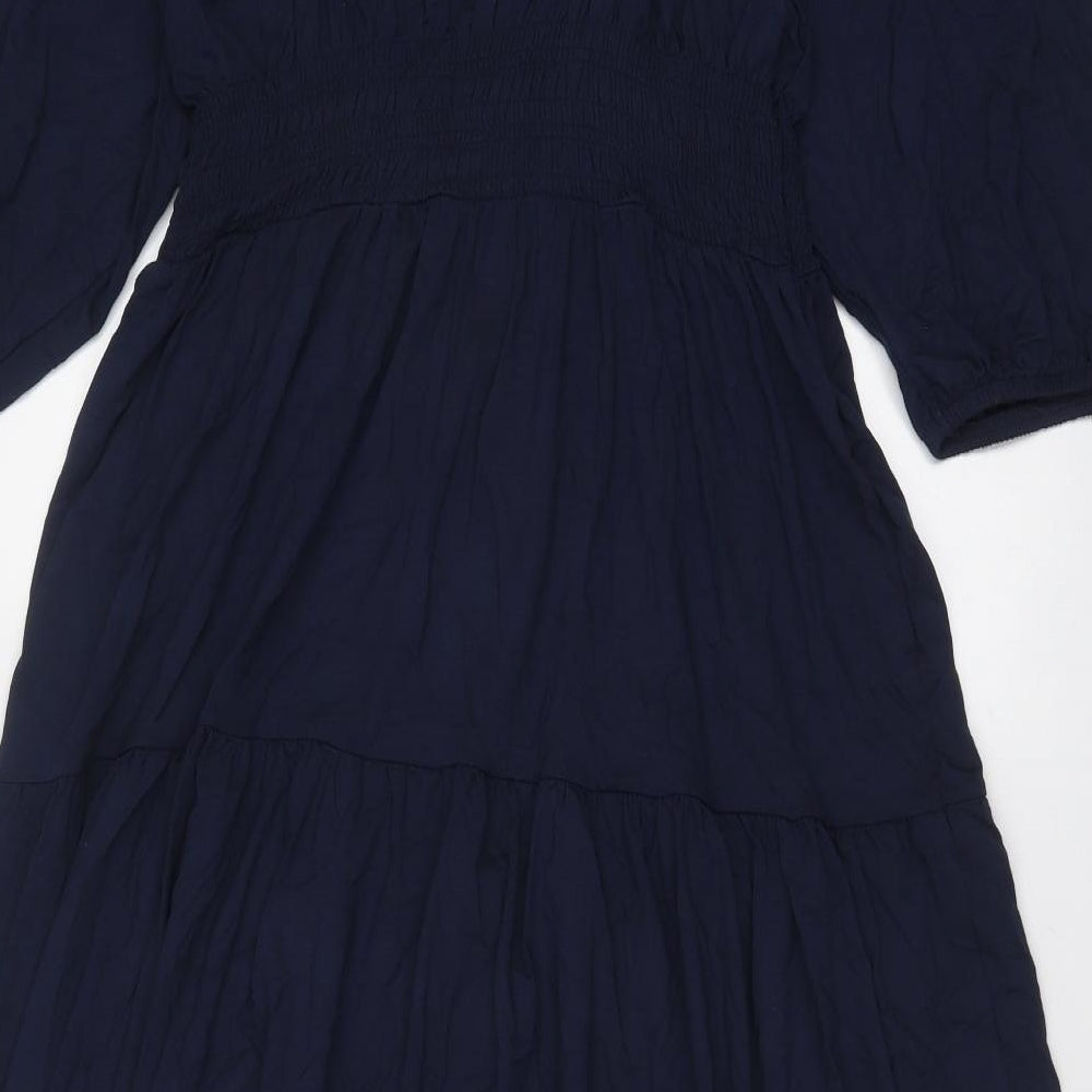 Marks and Spencer Womens Blue Viscose A-Line Size 14 Square Neck Tie