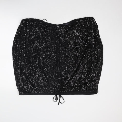 Marks and Spencer Womens Black Polyester Cropped Tank Size 18 Off the Shoulder