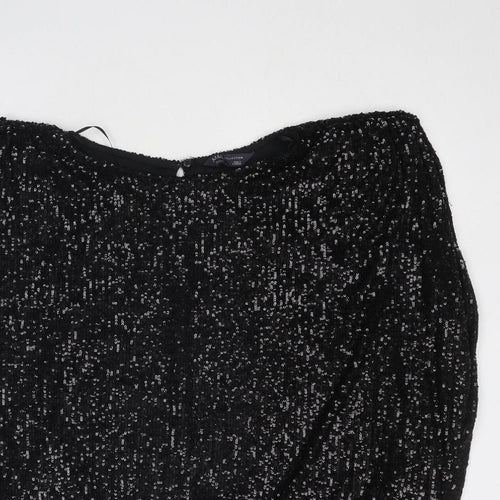 Marks and Spencer Womens Black Polyester Cropped Tank Size 18 Off the Shoulder