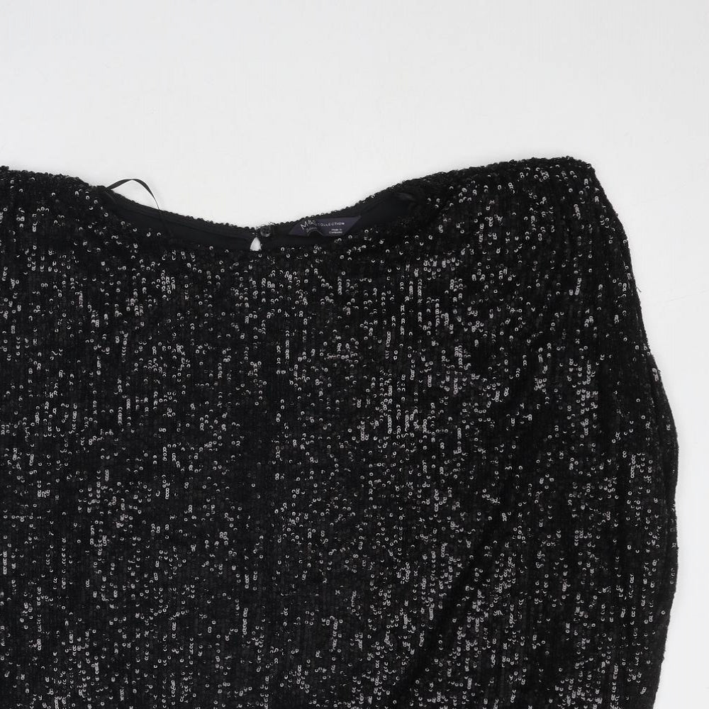 Marks and Spencer Womens Black Polyester Cropped Tank Size 18 Off the Shoulder