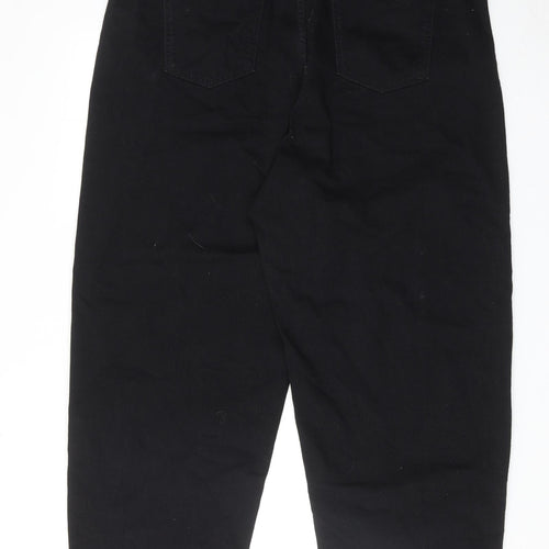 Marks and Spencer Womens Black Cotton Tapered Jeans Size 18 Regular Zip - Barrel Style
