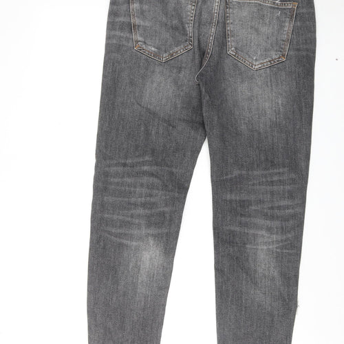 Zara Womens Grey Cotton Skinny Jeans Size 16 Regular Zip