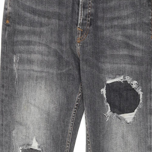 Zara Womens Grey Cotton Skinny Jeans Size 16 Regular Zip