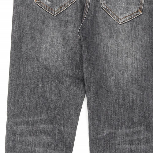 Zara Womens Grey Cotton Skinny Jeans Size 16 Regular Zip