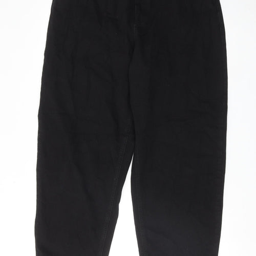Marks and Spencer Womens Black Cotton Tapered Jeans Size 18 Regular Zip - Barrel Style