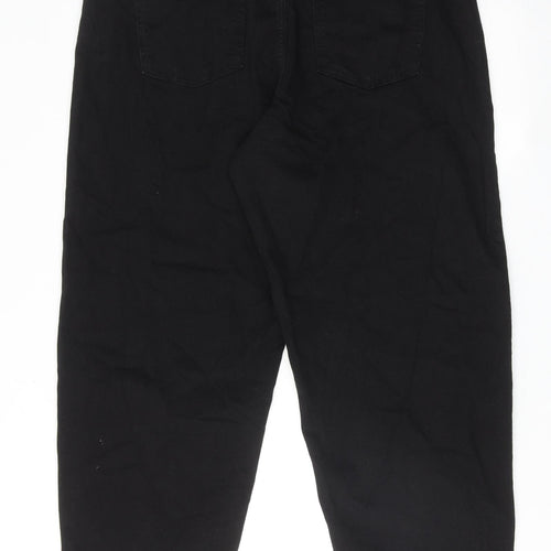 Marks and Spencer Womens Black Cotton Tapered Jeans Size 18 Regular Zip - Barrel Style
