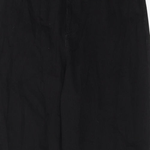 Marks and Spencer Womens Black Cotton Tapered Jeans Size 18 Regular Zip - Barrel Style