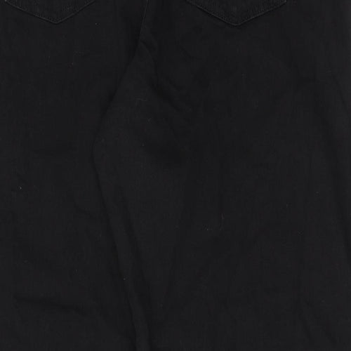 Marks and Spencer Womens Black Cotton Tapered Jeans Size 18 Regular Zip - Barrel Style