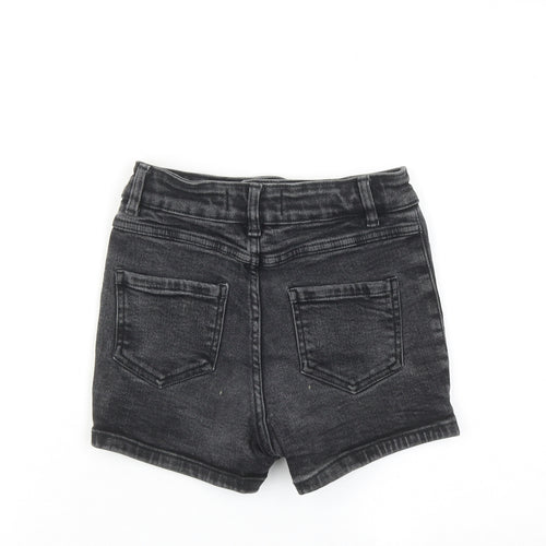 New Look Girls Black Cotton Boyfriend Shorts Size 12 Years Regular Buckle