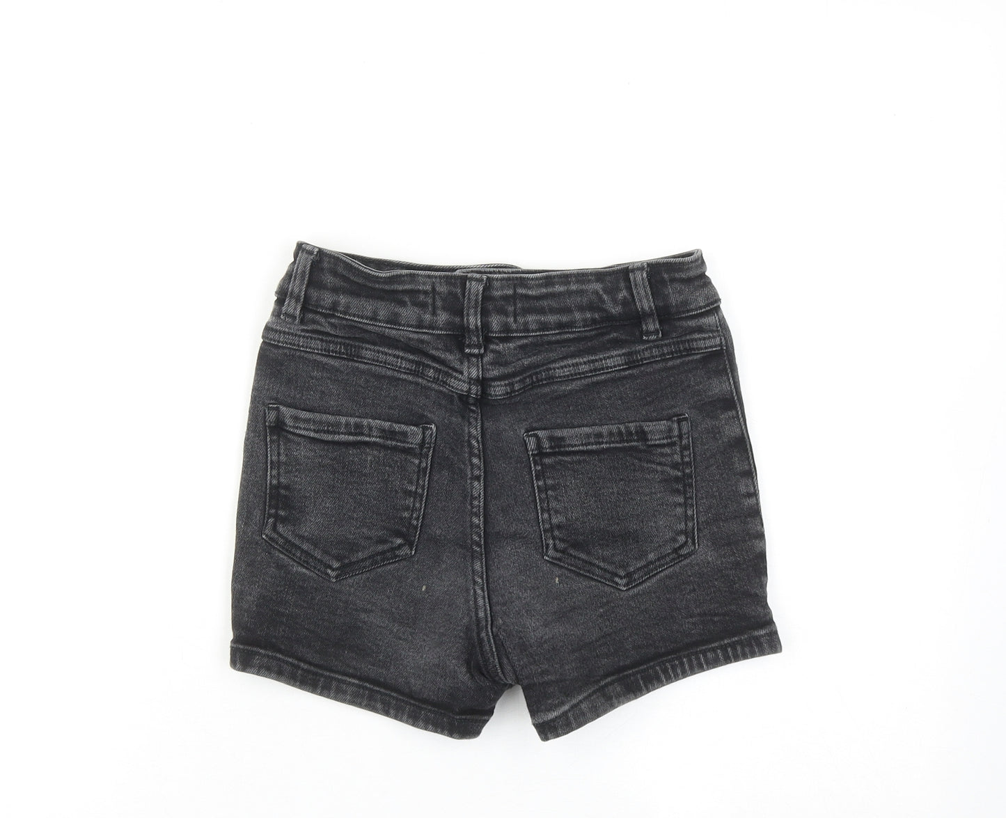 New Look Girls Black Cotton Boyfriend Shorts Size 12 Years Regular Buckle