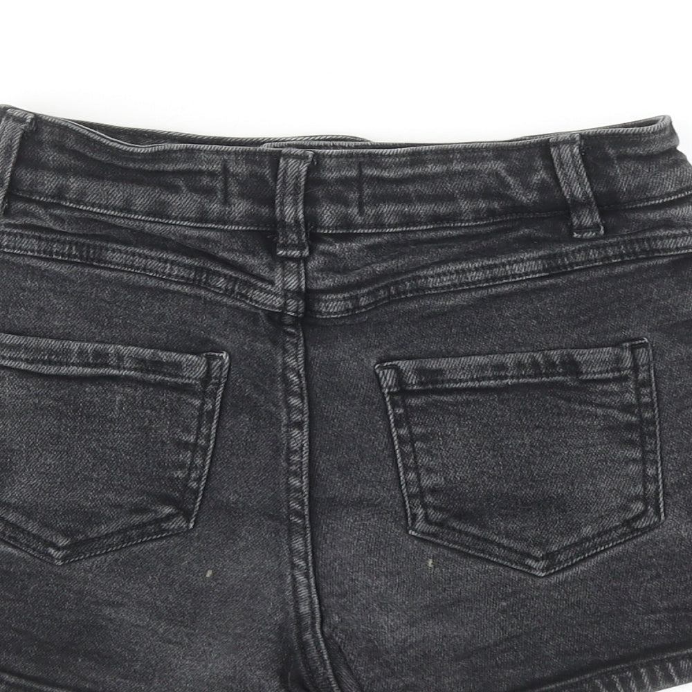 New Look Girls Black Cotton Boyfriend Shorts Size 12 Years Regular Buckle