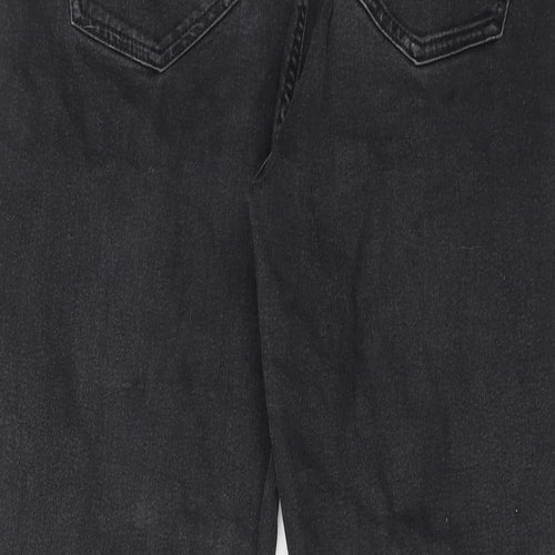 Marks and Spencer Womens Black Cotton Skinny Jeans Size 14 Regular Zip - Distressed Hems