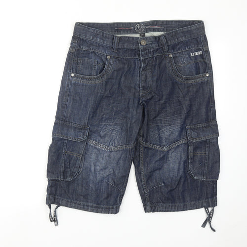 ETO Mens Blue Cotton Bermuda Shorts Size 34 in Regular Button