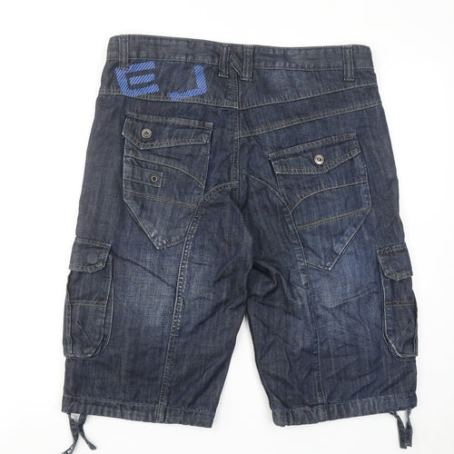 ETO Mens Blue Cotton Bermuda Shorts Size 34 in Regular Button