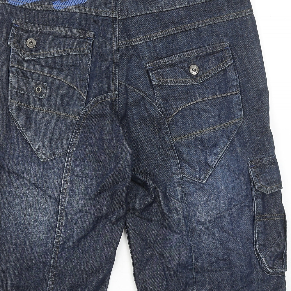 ETO Mens Blue Cotton Bermuda Shorts Size 34 in Regular Button