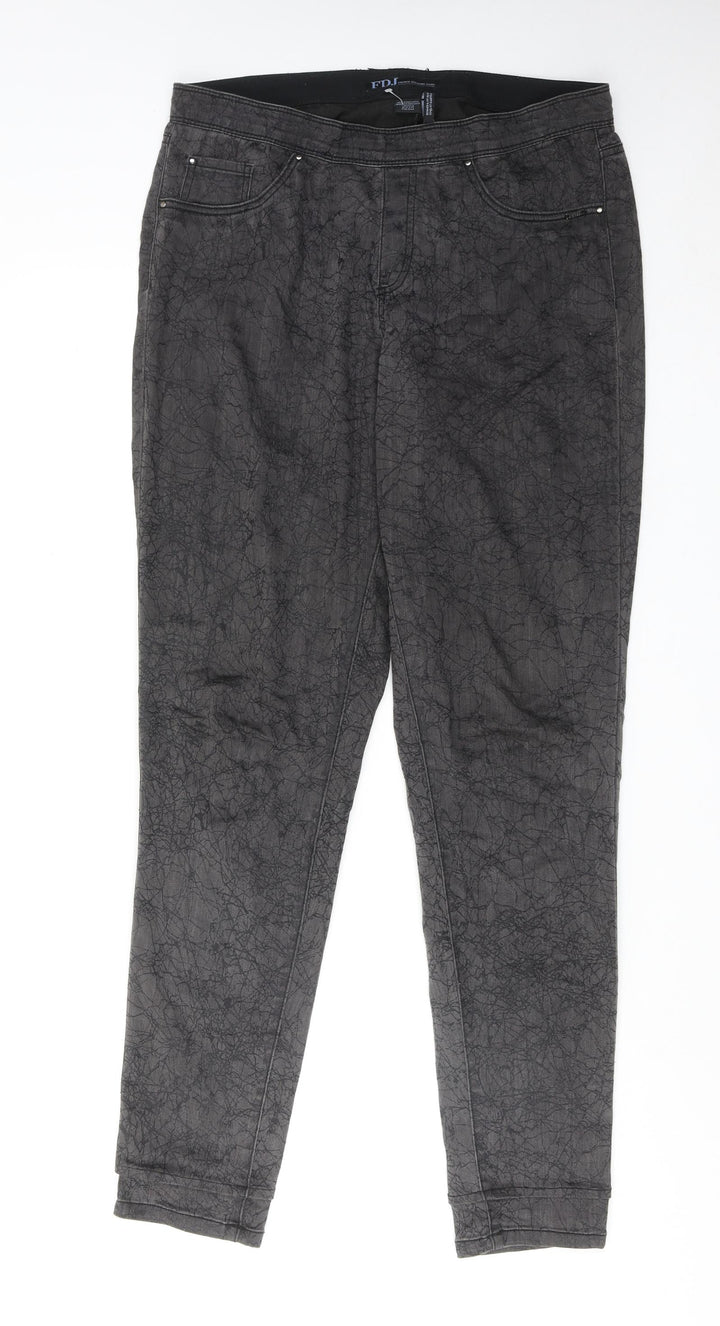 FDJ Womens Grey Geometric Cotton Jegging Jeans Size 14 Regular