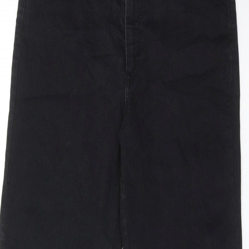 Marks and Spencer Womens Black Cotton Flared Jeans Size 16 Regular Zip