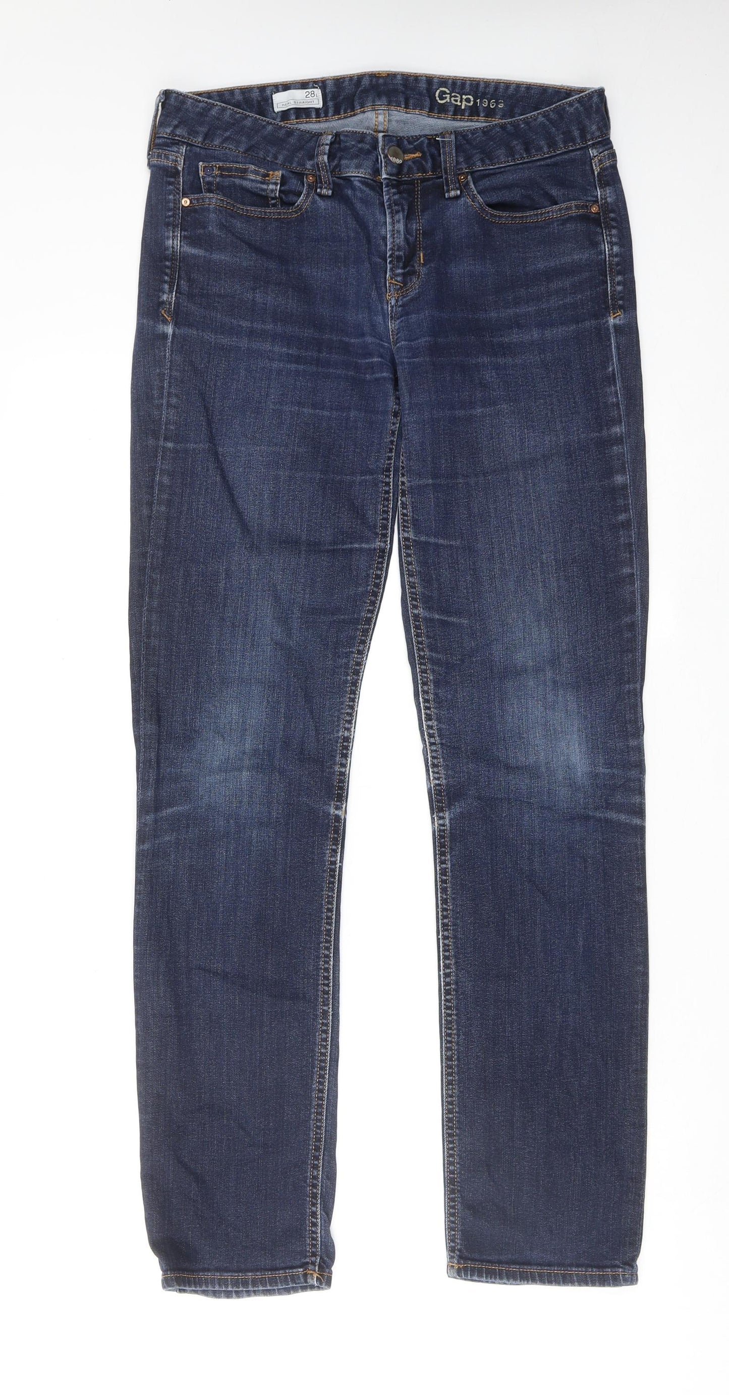 Gap Mens Blue Cotton Straight Jeans Size 28 in Regular Zip