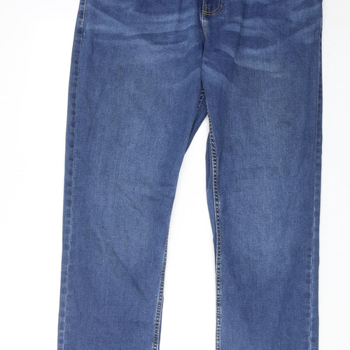 Jacamo Mens Blue Cotton Straight Jeans Size 42 in Regular Zip
