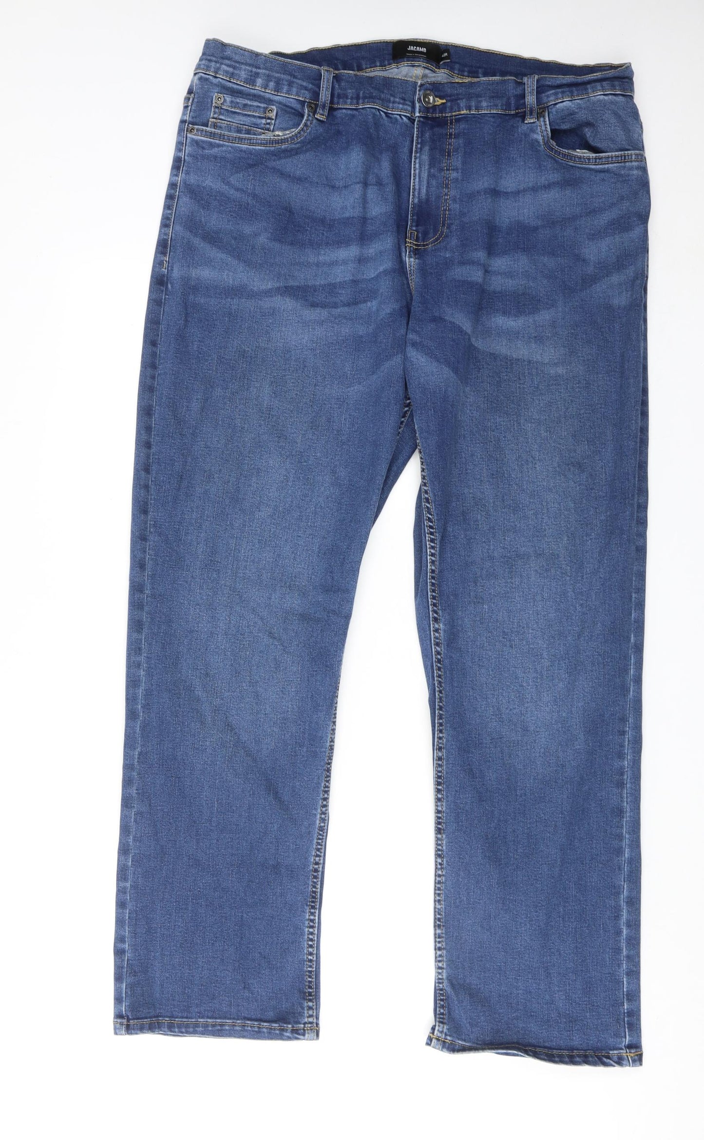 Jacamo Mens Blue Cotton Straight Jeans Size 42 in Regular Zip